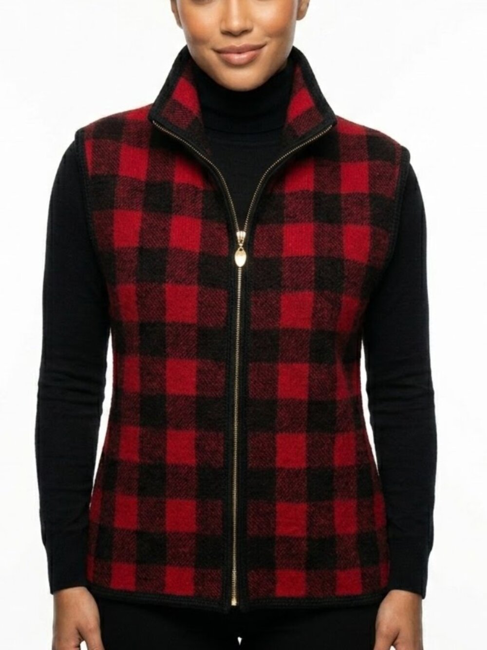 TimberLea Vintage Gorpcore Heavyweight 100% Wool Buffalo Plaid Zip Vest M